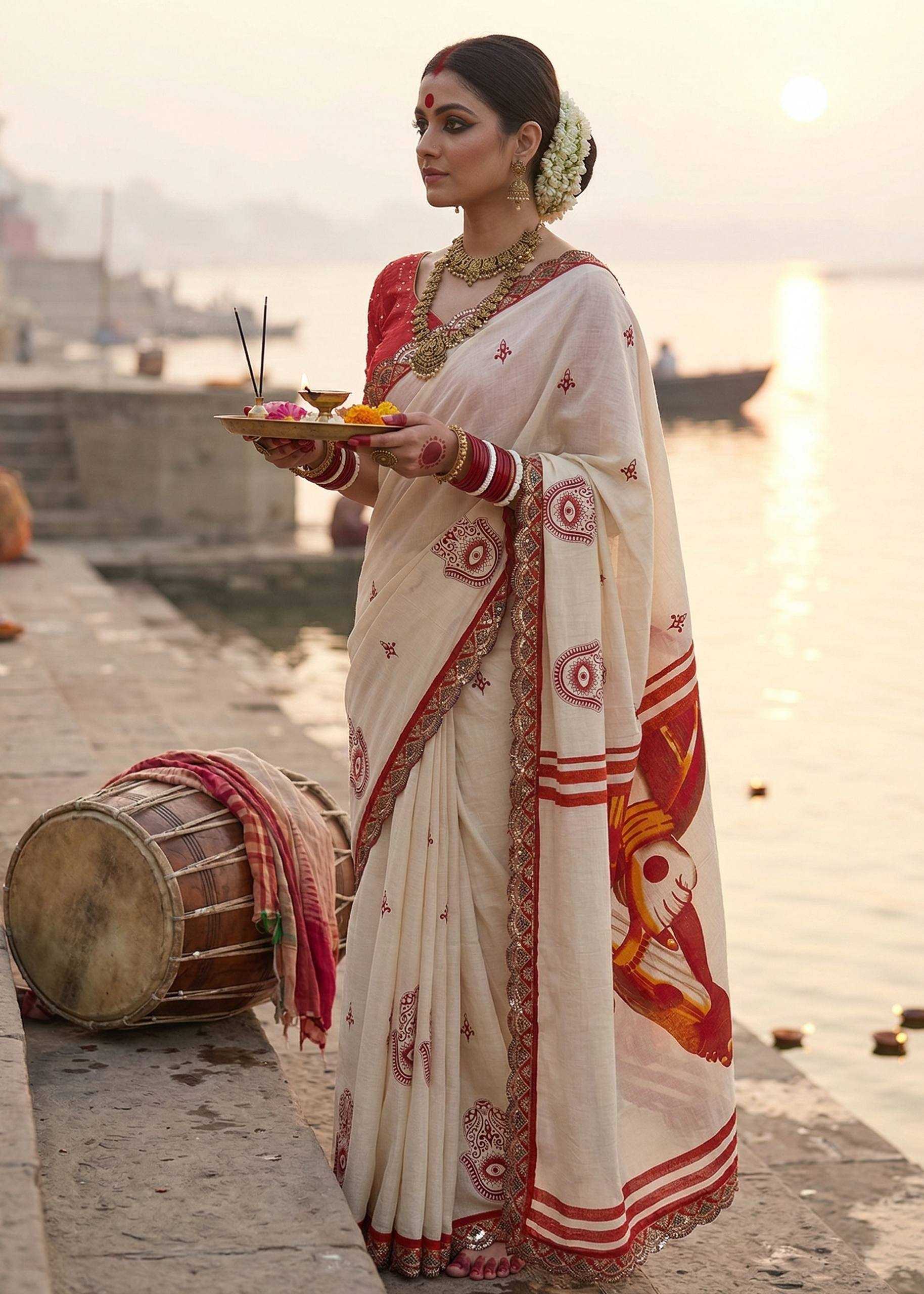 Ynf Cotton RIN229 LESS Sarees Wholesale Printed Sarees Embroidered Sarees Mulmul Cotton Sarees Manufacturer- Kapda Export