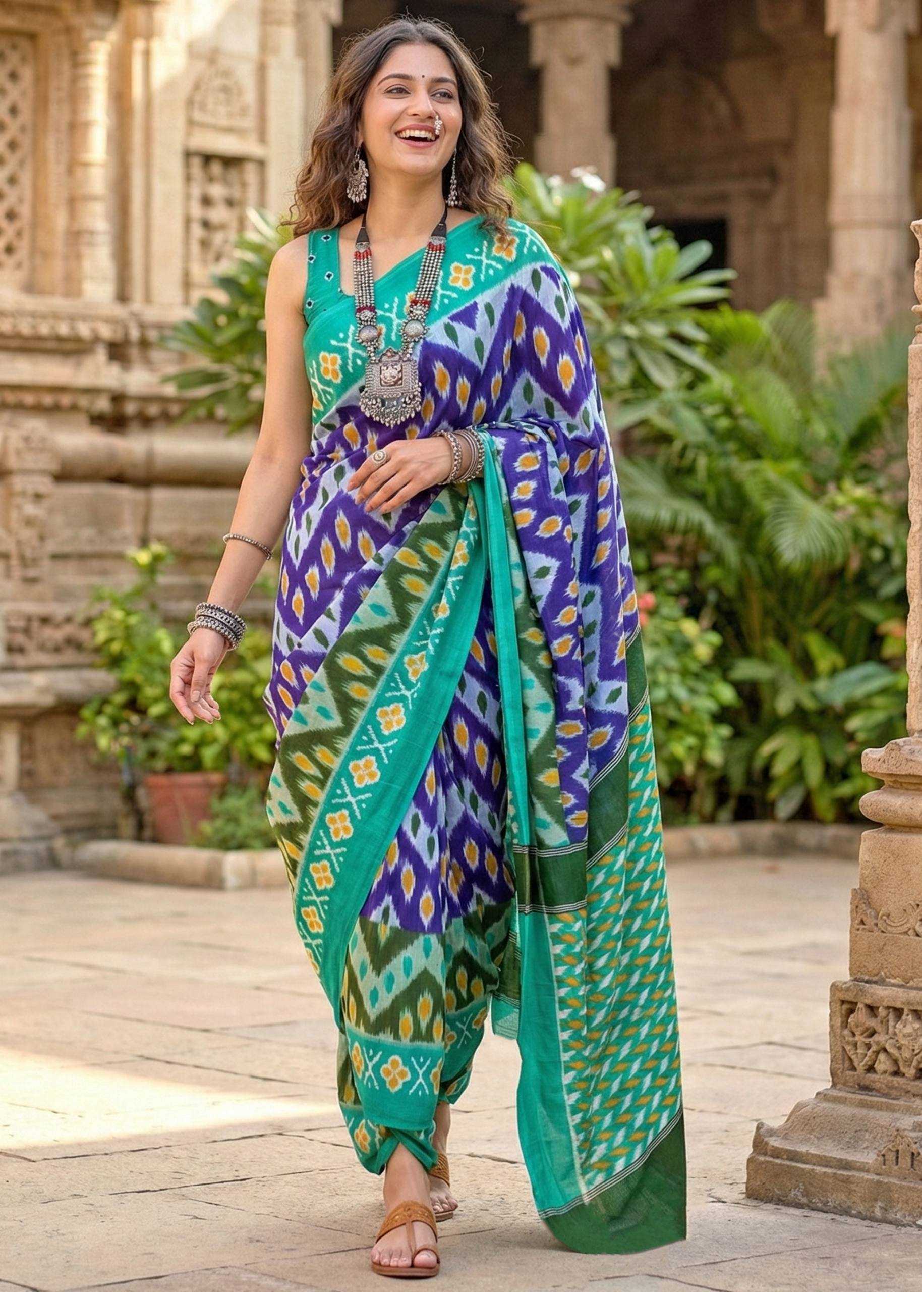 Ynf Cotton RIN229 MULMUL Sarees Wholesale Printed Sarees Ikkat Saree Cotton Sarees Manufacturer- Kapda Export