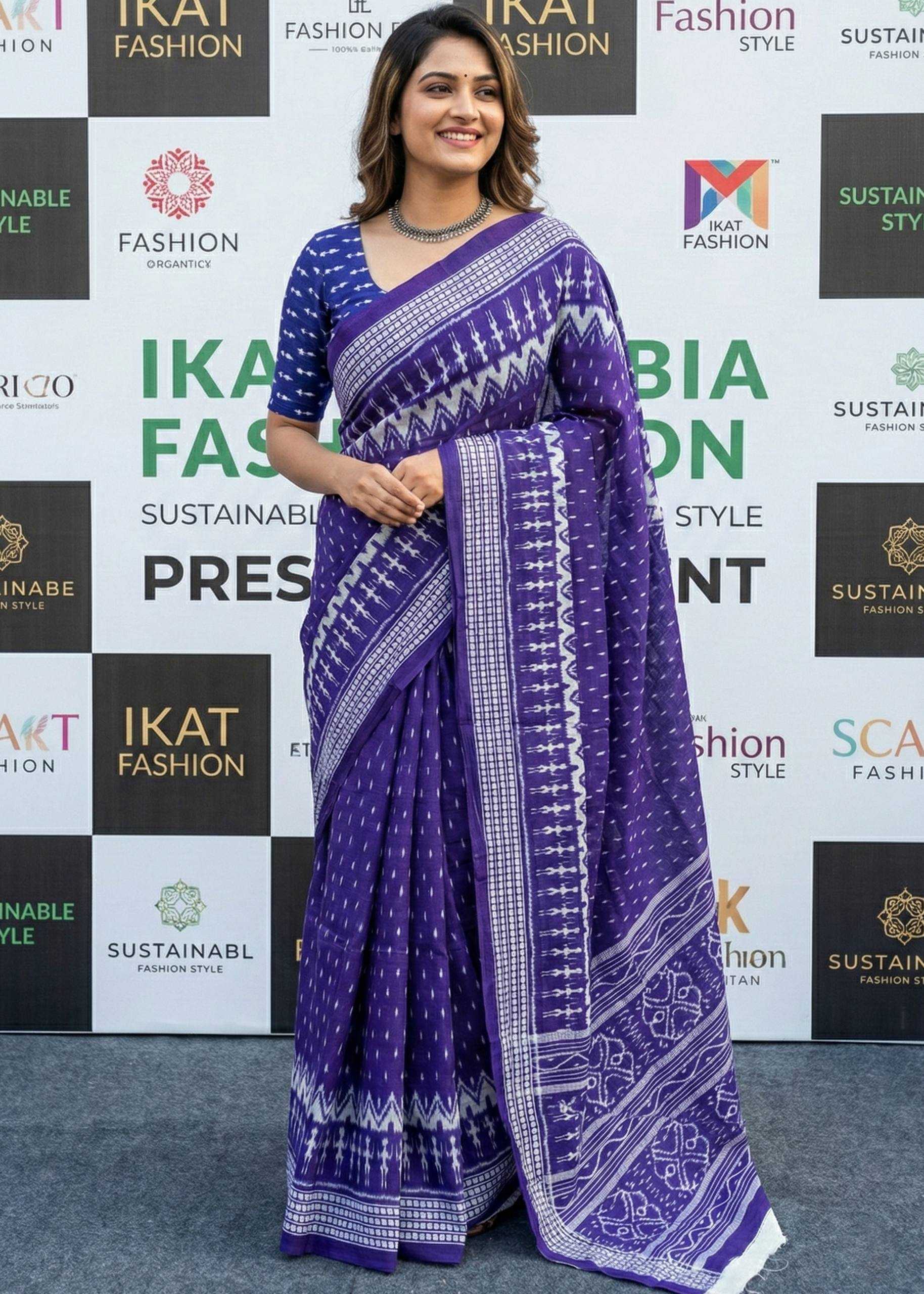 Ynf Cotton RIN229 Pochampally Sarees Wholesale Designer Sarees Printed Sarees Ikkat Saree Manufacturer- Kapda Export