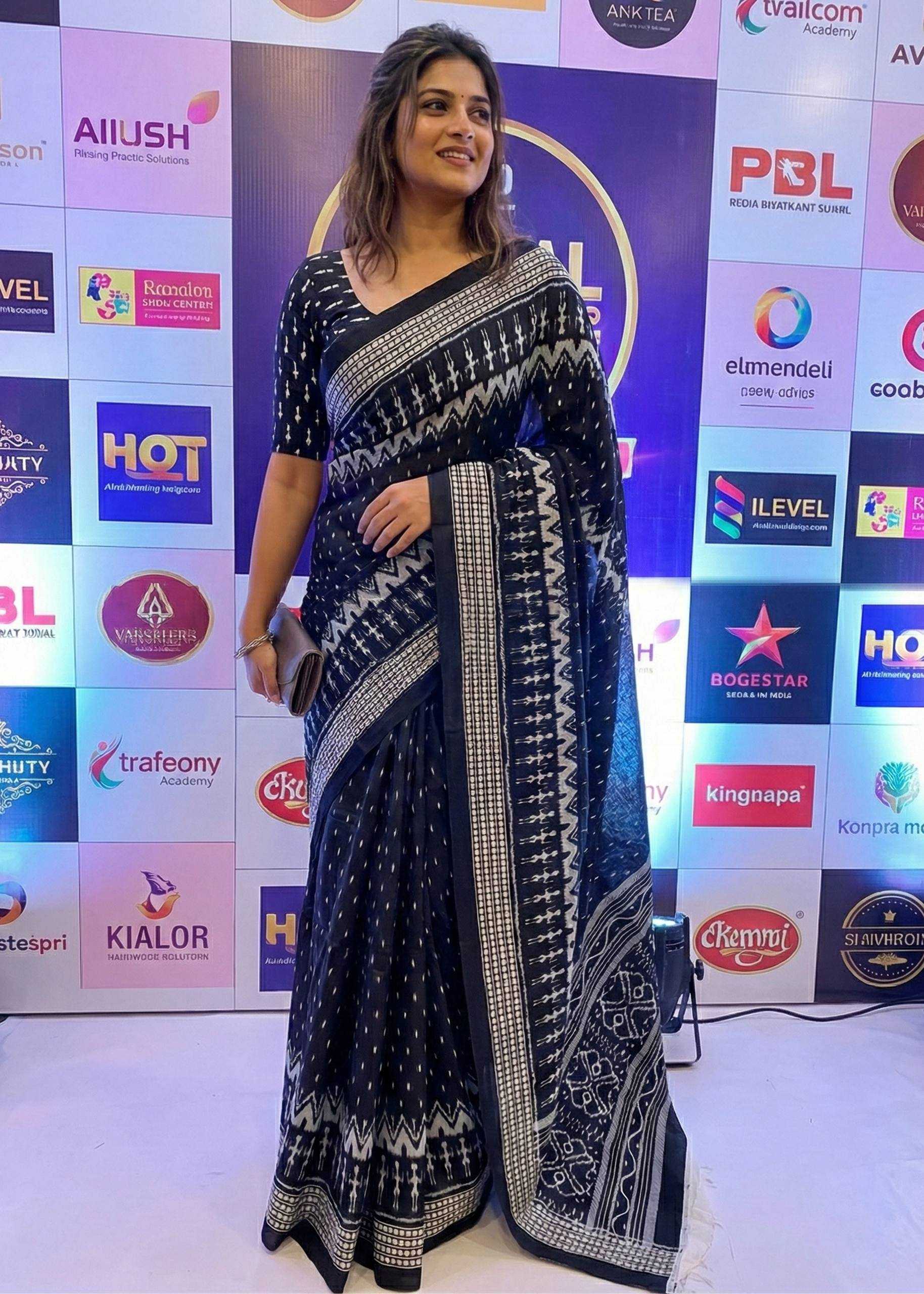 Ynf Cotton RIN229 Pochampally Sarees Wholesale Designer Sarees Printed Sarees Ikkat Saree Manufacturer- Kapda Export