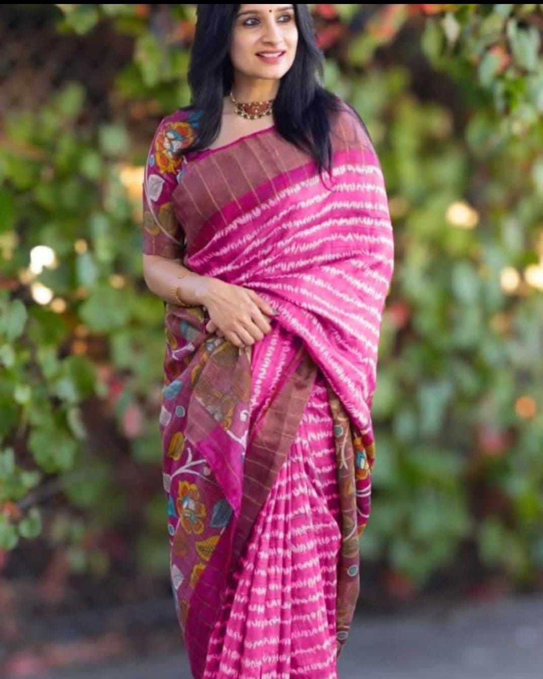 Ynf Fancy KESH575 Sharmila Sarees Wholesale Printed Sarees Kalamkari Sarees Tussar Sarees Manufacturer- Kapda Export