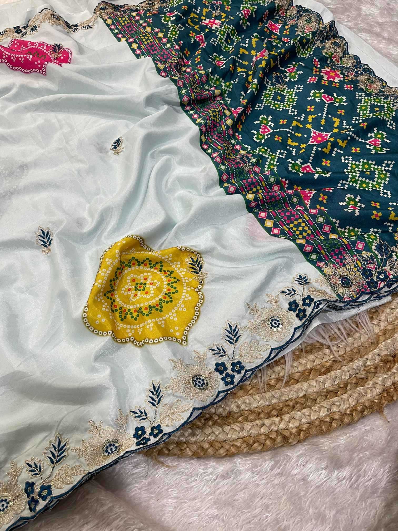 Ynf Fancy KESH725 Amba Sarees Wholesale Printed Sarees Embroidered Sarees Bandhani Sarees Manufacturer- Kapda Export