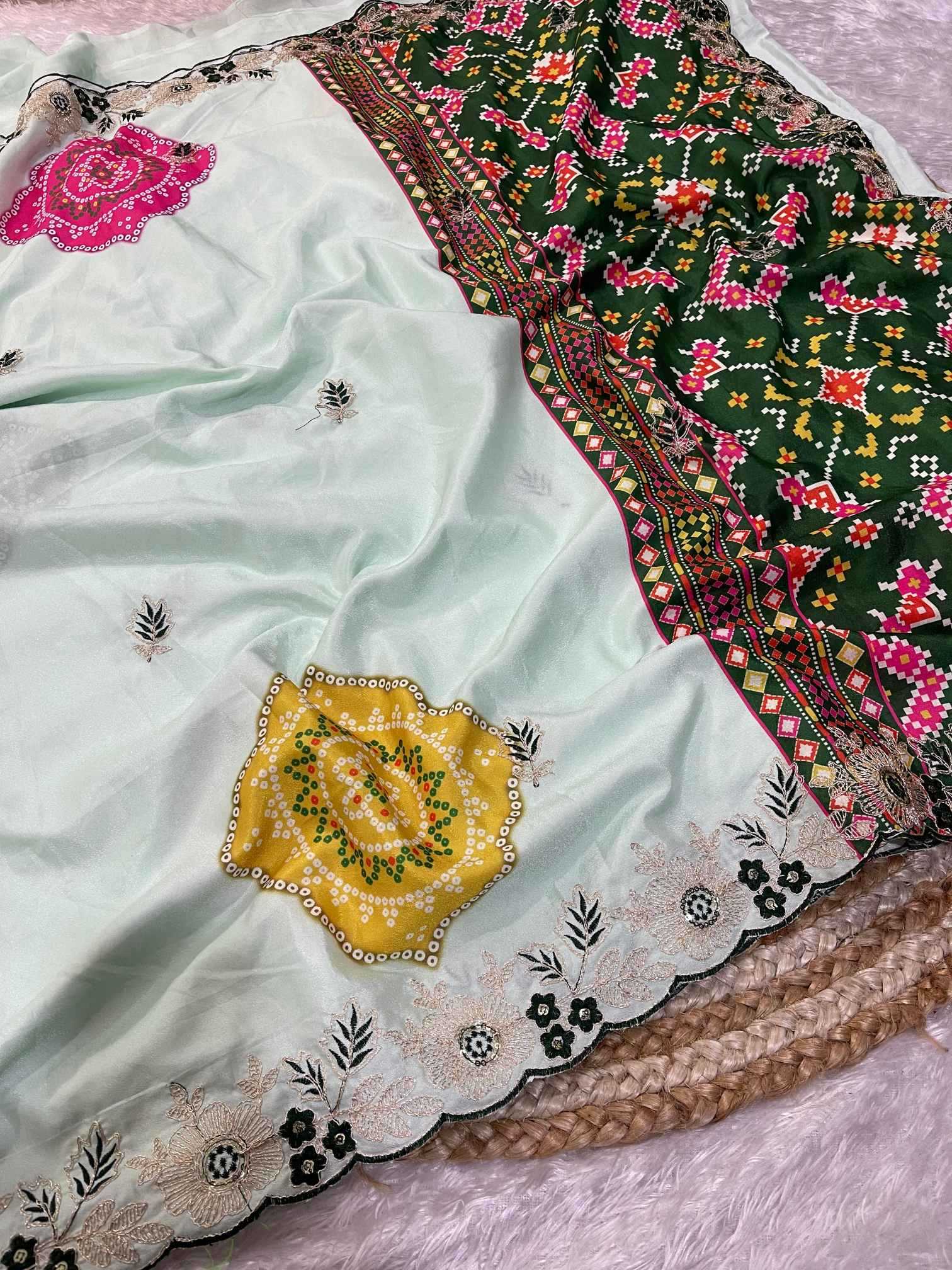 Ynf Fancy KESH725 Amba Sarees Wholesale Printed Sarees Embroidered Sarees Bandhani Sarees Manufacturer- Kapda Export