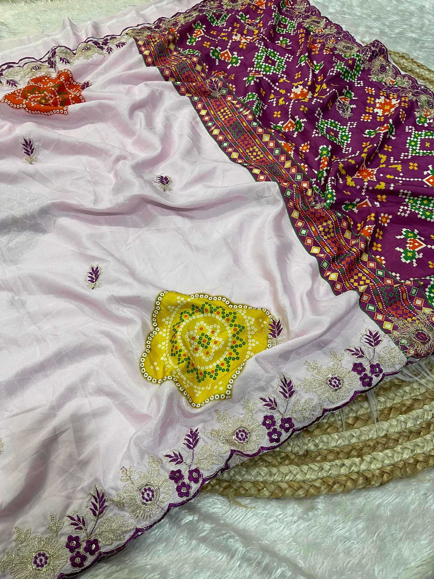 Ynf Fancy KESH725 Amba Sarees Wholesale Printed Sarees Embroidered Sarees Bandhani Sarees Manufacturer- Kapda Export