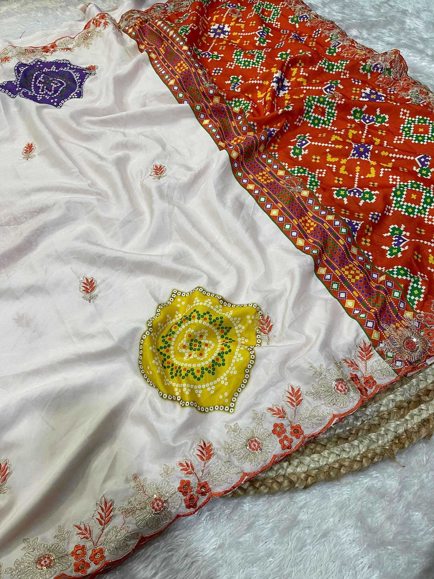 Ynf Fancy KESH725 Amba Sarees Wholesale Printed Sarees Embroidered Sarees Bandhani Sarees Manufacturer- Kapda Export