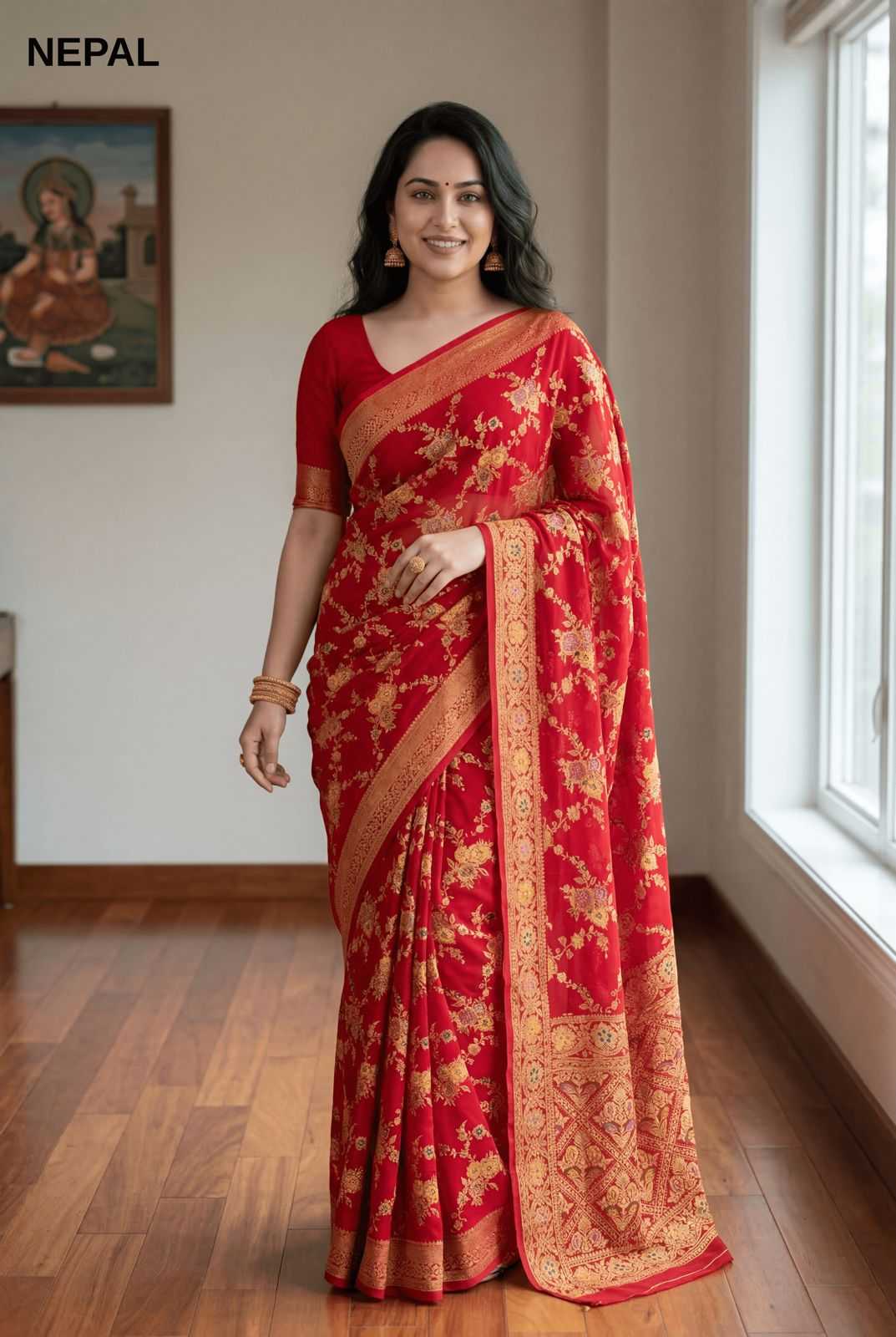 Ynf Georgette KESH114 NEPAL Sarees Festive Collections Wholesale Printed Sarees Georgette Sarees Festive Sarees Manufacturer- Kapda Export