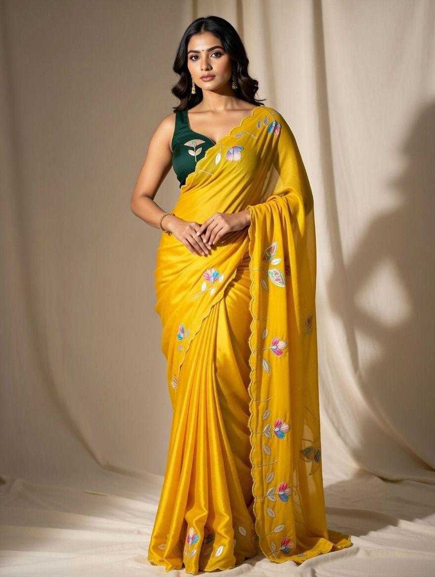 Ynf Georgette KESH681 105 Sarees Festive Collections Wholesale Georgette Sarees Floral Sarees Cutwork Saree Manufacturer- Kapda Export