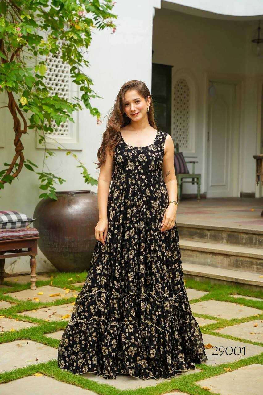 Ynf Heavy Rayon RIN131 LUCAYA Gowns Wholesale Printed Gowns Anarkali Gown Georgette Gown Manufacturer- Kapda Export
