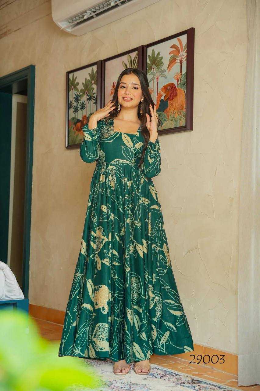 Ynf Heavy Rayon RIN131 LUCAYA Gowns Wholesale Printed Gowns Anarkali Gown Georgette Gown Manufacturer- Kapda Export