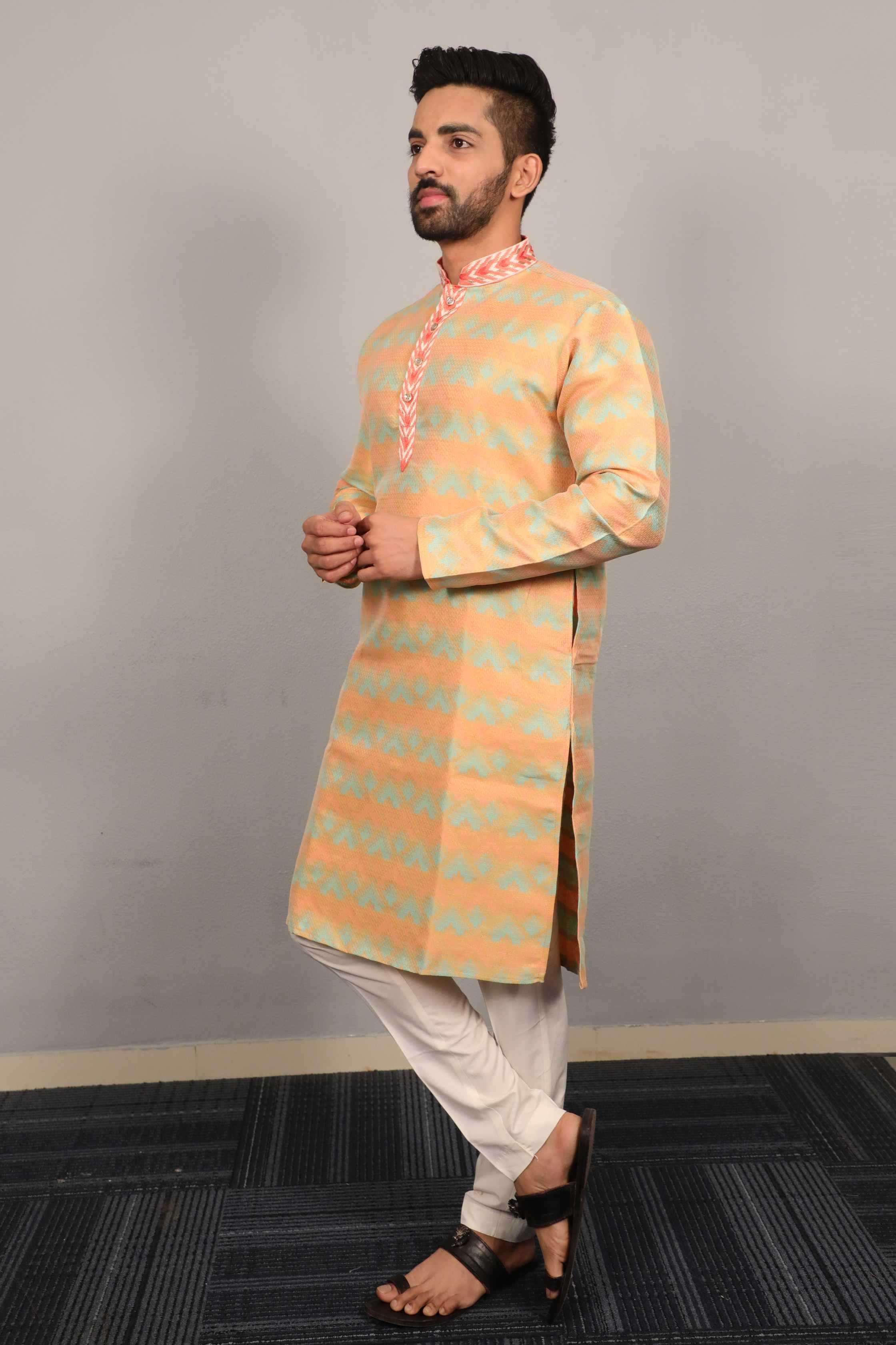 Ynf Jacquard KESH747 MORPANKH Mens Wear Wholesale Mens Kurtas Men Cotton Kurta Designer Ethnic Set Manufacturer- Kapda Export