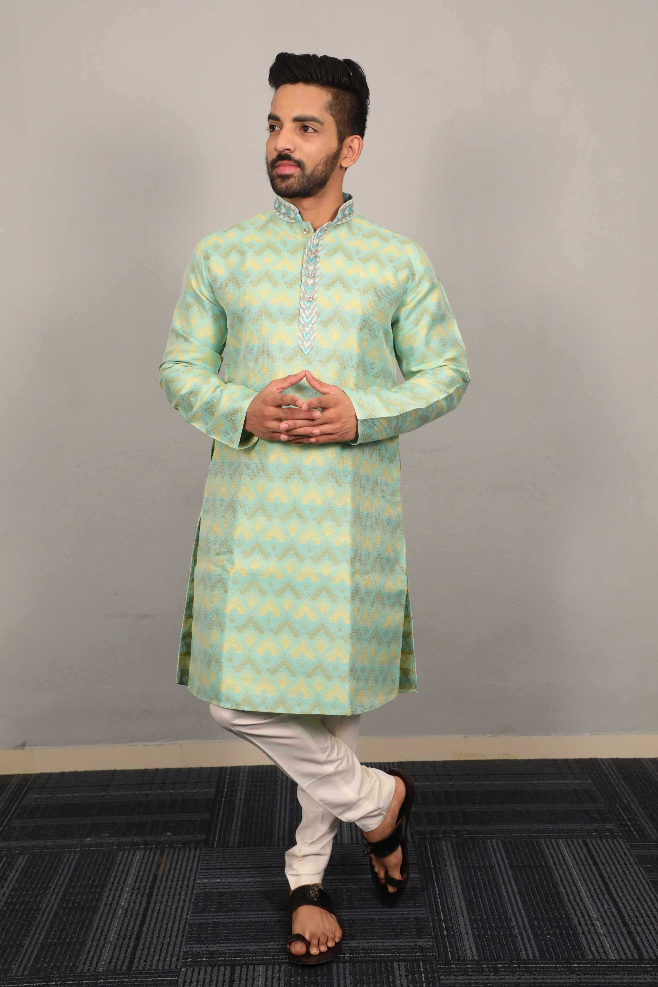 Ynf Jacquard KESH747 MORPANKH Mens Wear Wholesale Mens Kurtas Men Cotton Kurta Designer Ethnic Set Manufacturer- Kapda Export