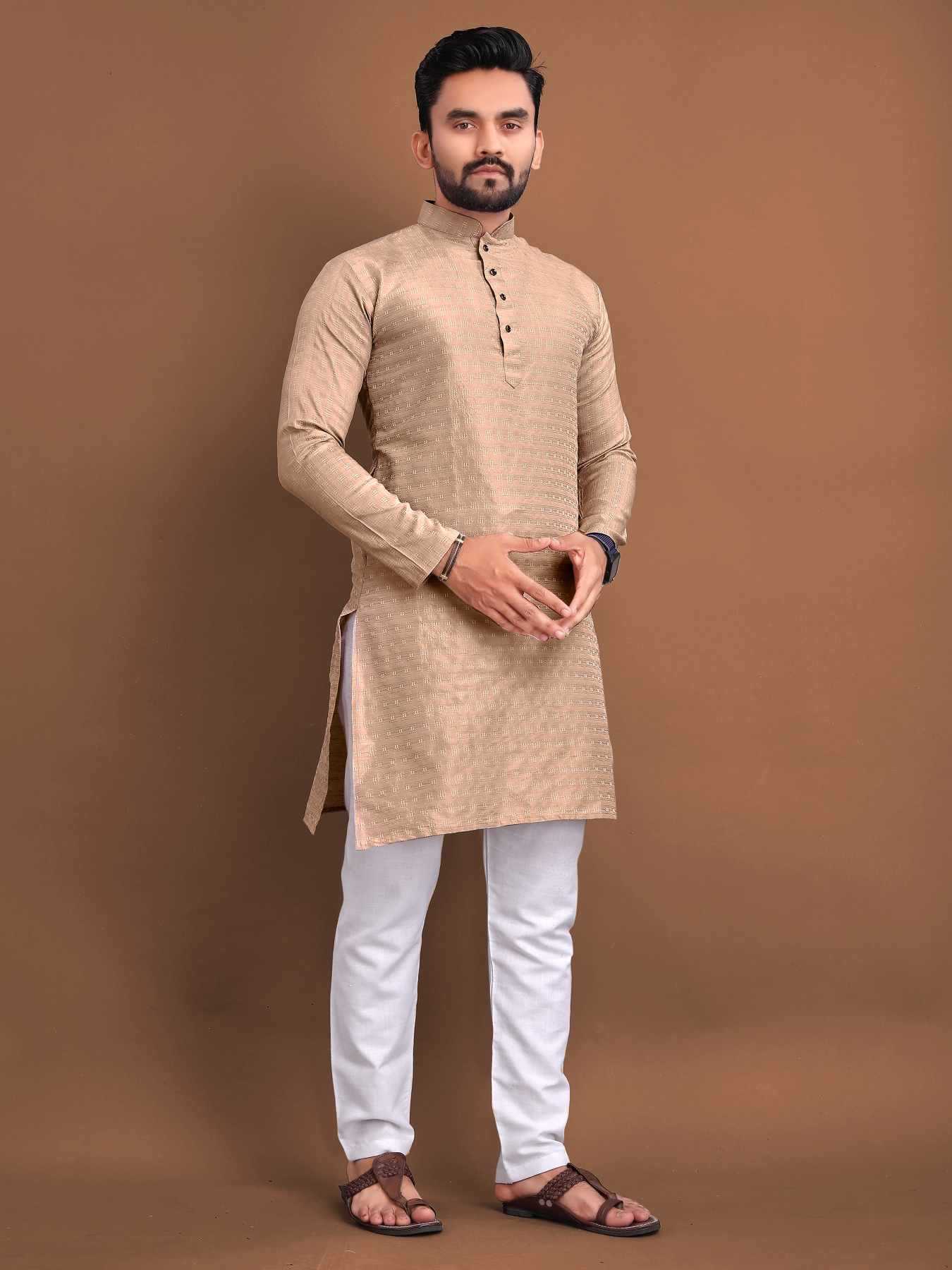 Ynf Jacquard KESH747 POSHAK Mens Wear Wholesale Mens Kurtas Men Cotton Kurta Men Kurta Pajama Manufacturer- Kapda Export