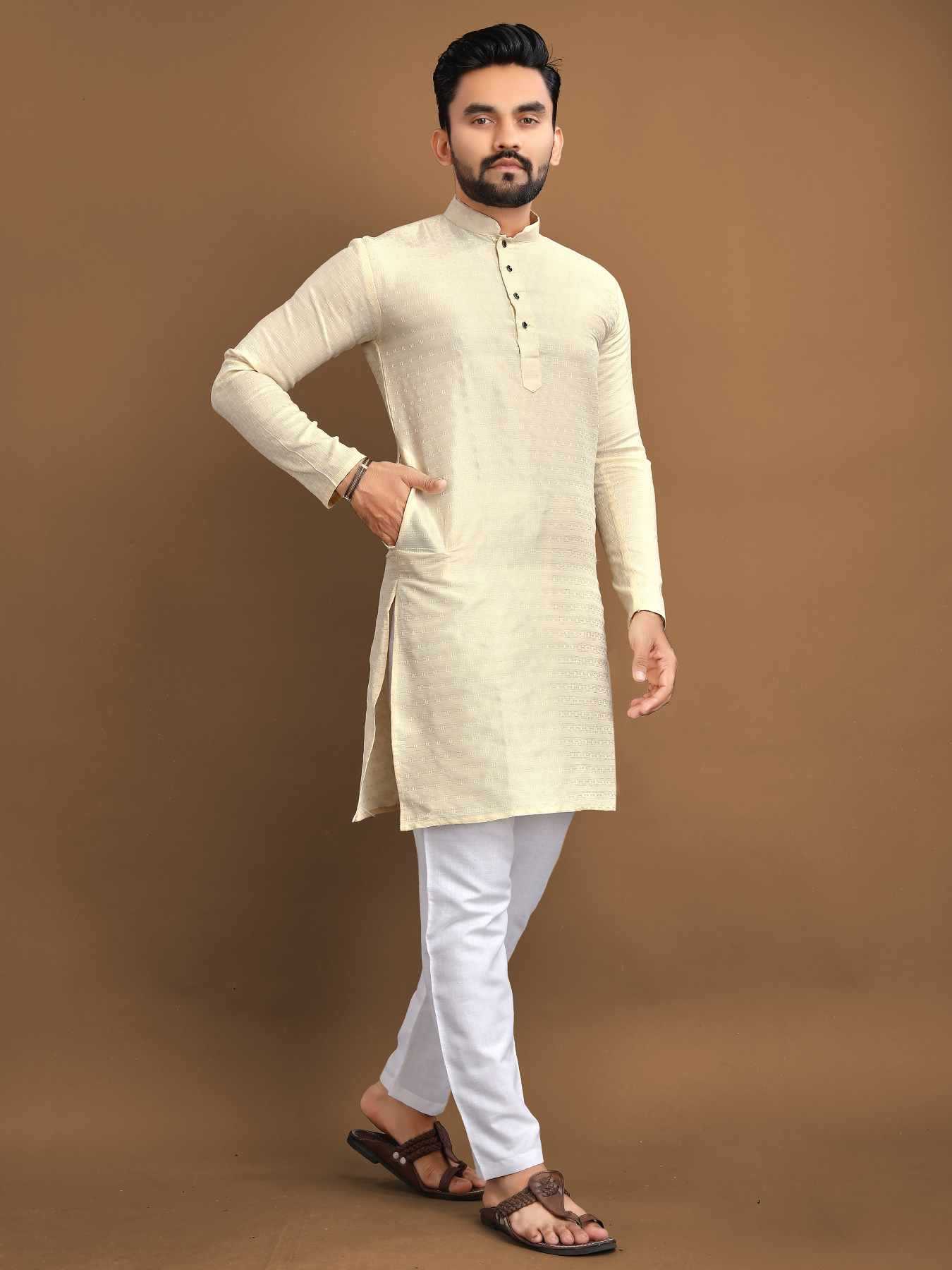 Ynf Jacquard KESH747 POSHAK Mens Wear Wholesale Mens Kurtas Men Cotton Kurta Men Kurta Pajama Manufacturer- Kapda Export