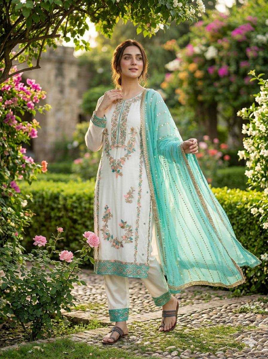 Ynf Jimmy Choo KESH141 220 Suits & Dresses Wholesale Embroidery Suits Palazzo Suit Designer Suits Manufacturer- Kapda Export
