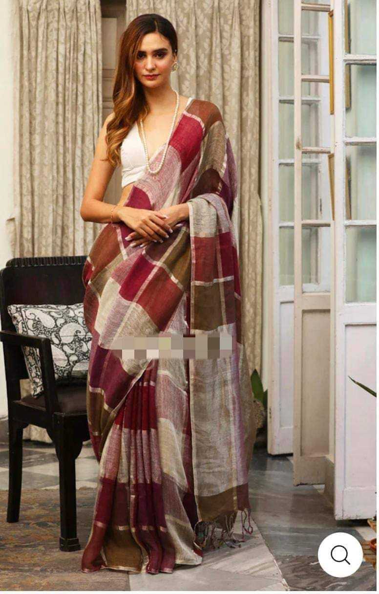 Ynf Linen KESH525 LINEN Sarees Wholesale Fancy Sarees Zari Border Sarees Linen Sarees Manufacturer- Kapda Export