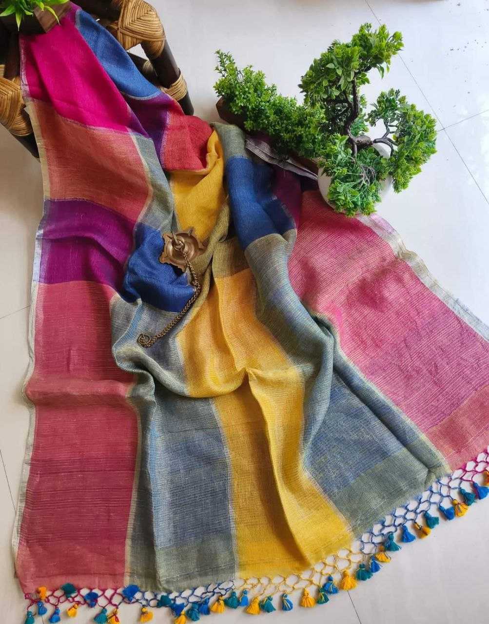 Ynf Linen KESH525 LINEN Sarees Wholesale Fancy Sarees Zari Border Sarees Linen Sarees Manufacturer- Kapda Export