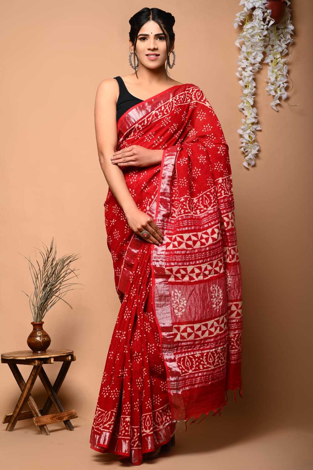 Ynf Linen KESH575 Atika Sarees Wholesale Designer Sarees Printed Sarees Linen Sarees Manufacturer- Kapda Export