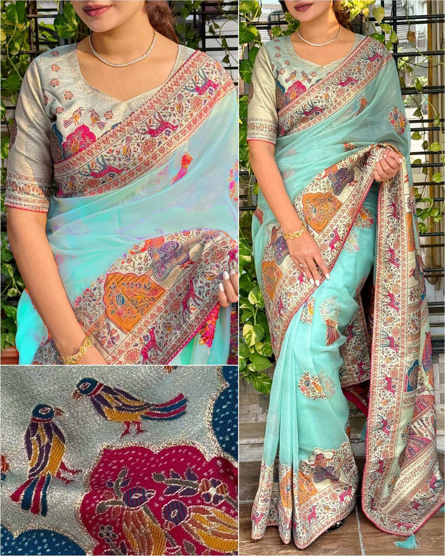 Ynf Organza KESH501 Rajwadi Heritage Sarees Wholesale Organza Sarees Jacquard Saree Zari Border Sarees Manufacturer- Kapda Export
