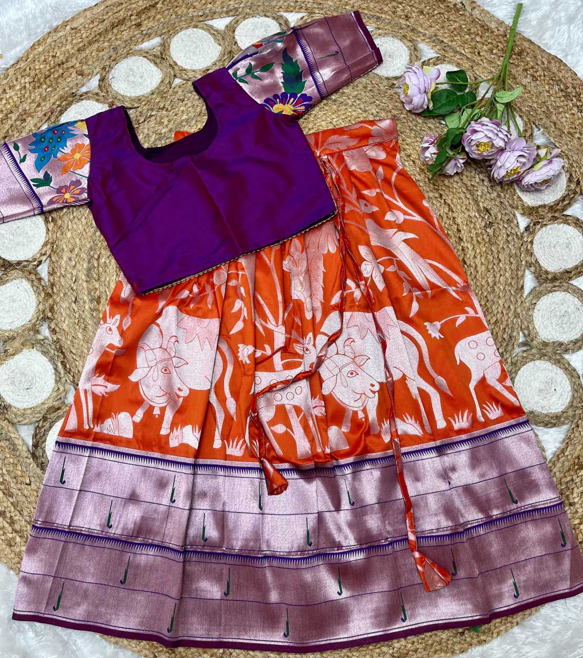 Ynf Paithani Silk KESH685 129 Kids Wear Festive Collections Wholesale Kids Lehenga Kids Lehenga Choli Baby Girl Lehenga Manufacturer- Kapda Export