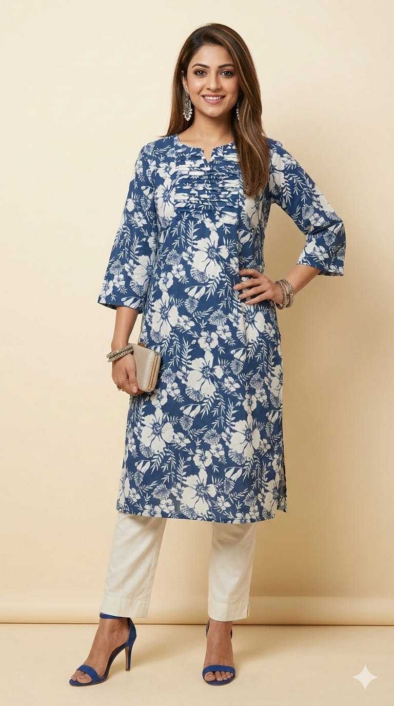Ynf Pure Cotton KESH585 186 Kurti Festive Collections Wholesale Printed Kurtis Cotton Kurtis Round Neck Kurtis Manufacturer- Kapda Export