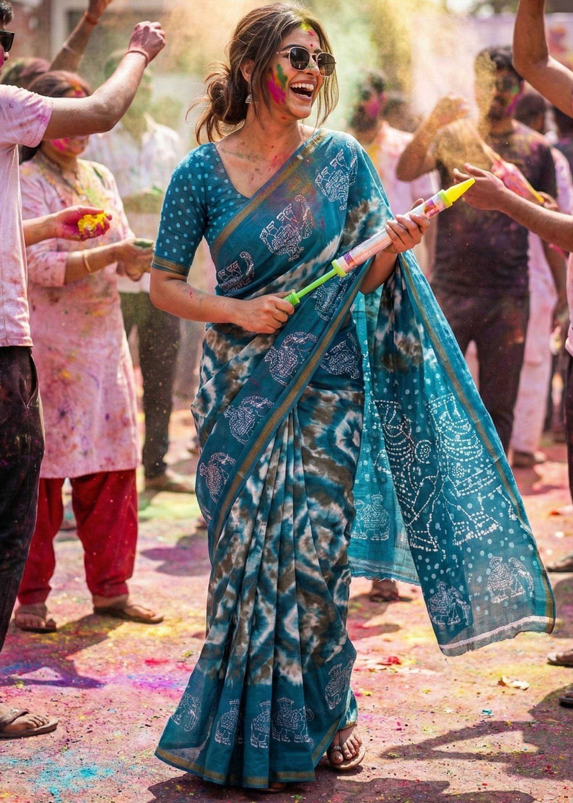 Ynf Pure Maslin Silk RIN229 Maslin Sarees Festive Collections Wholesale Printed Sarees Zari Border Sarees Holi Collections Manufacturer- Kapda Export