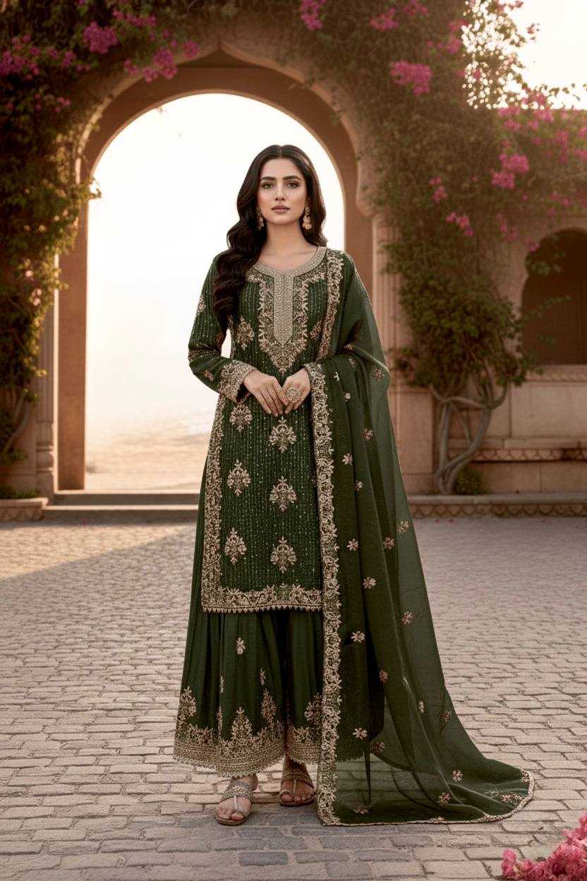 Ynf Pure Silk KESH141 219 Suits & Dresses Wholesale Embroidery Suits Palazzo Suit Designer Suits Manufacturer- Kapda Export