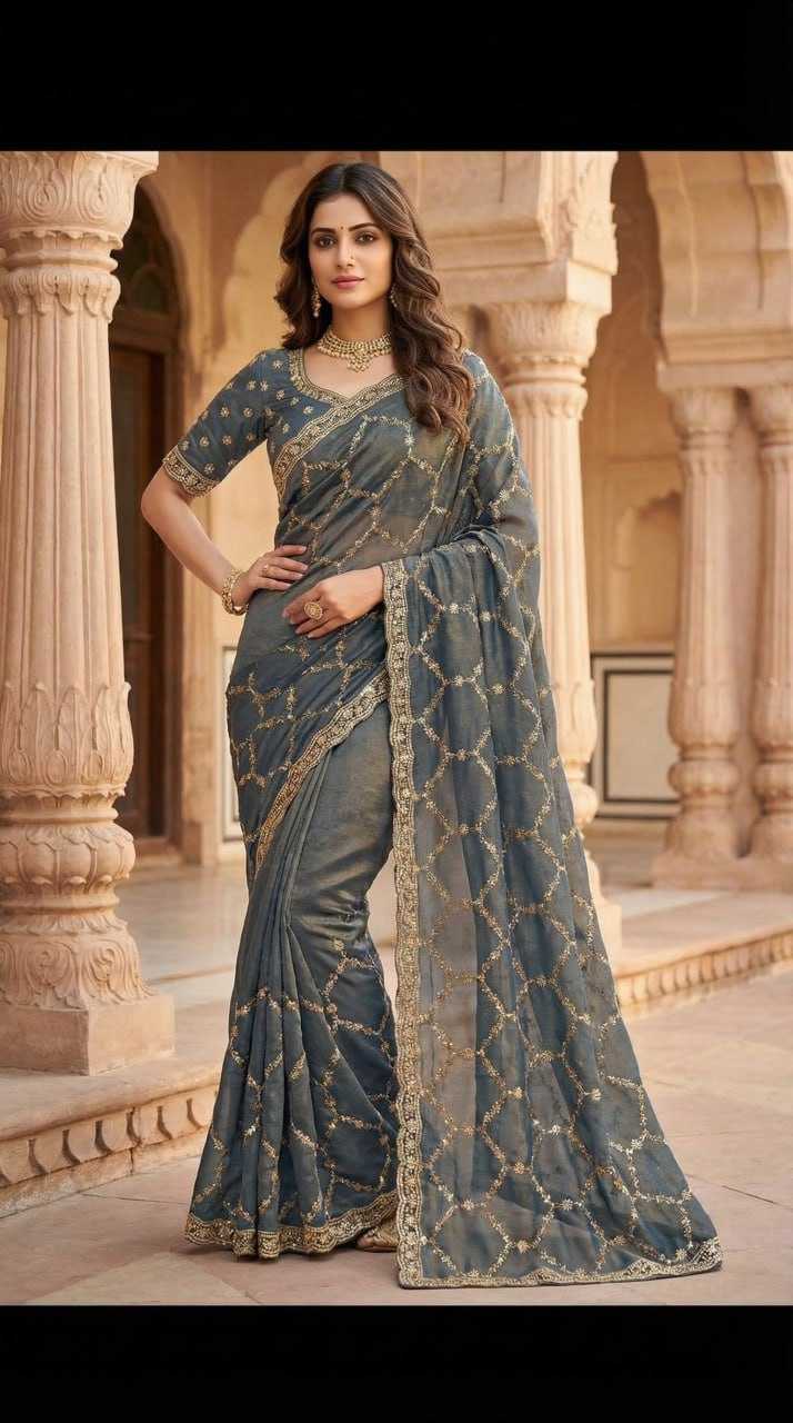 Ynf Pure Silk KESH651 Nexa Sarees Wholesale Sequence Sarees Embroidered Sarees Cutwork Saree Manufacturer- Kapda Export