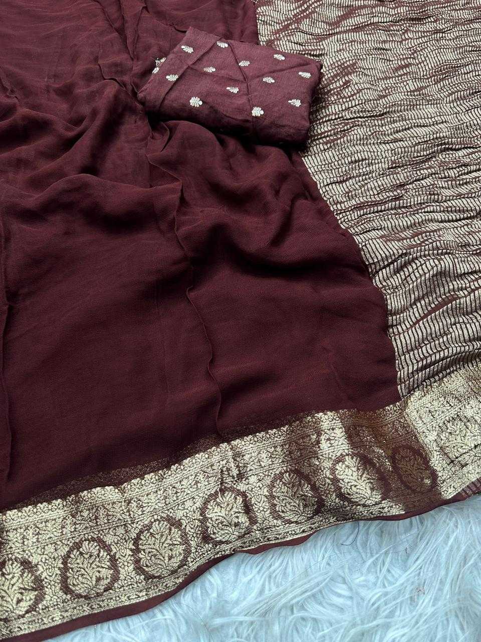 Ynf Pure Viscos KESH671 Komal Sarees Wholesale Georgette Sarees Jacquard Saree Viscose Saree Manufacturer- Kapda Export