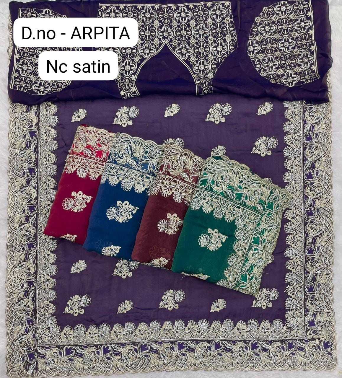 Ynf Satin KESH114 ARPITA Sarees Festive Collections Wholesale Hand Work Sarees Embroidered Sarees Satin Sarees Manufacturer- Kapda Export