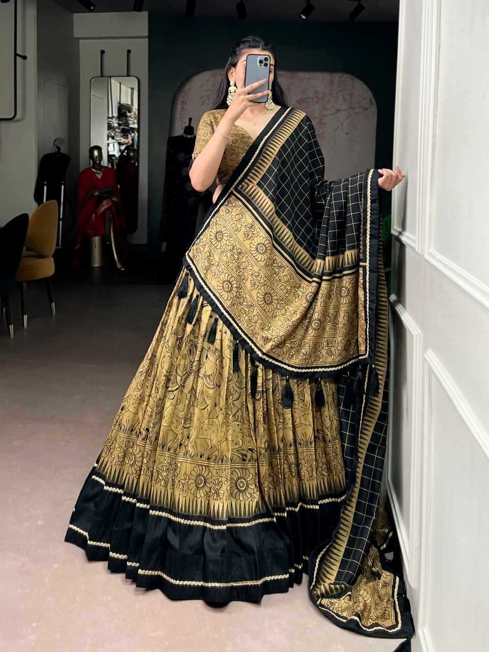 Ynf Silk KESH134 ISHANYA-01 Lehengas Wholesale Fancy Lehenga Kalamkari Lehenga Embroidered Lehenga Manufacturer- Kapda Export