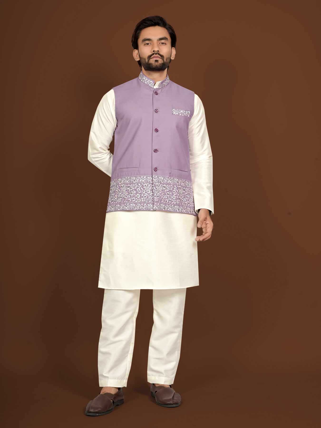 Ynf Silk KESH747 AAGAMAN Mens Wear Wholesale Mens Kurtas Embroidered Kurta Pajama Designer Ethnic Set Manufacturer- Kapda Export