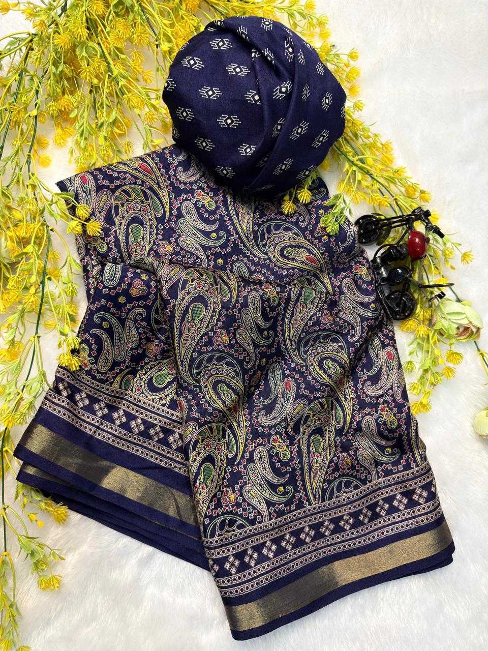 Ynf Soft Cotton KESH554 AJARAK Sarees Wholesale Printed Sarees Ajrakh Sarees Traditional Sarees Manufacturer- Kapda Export