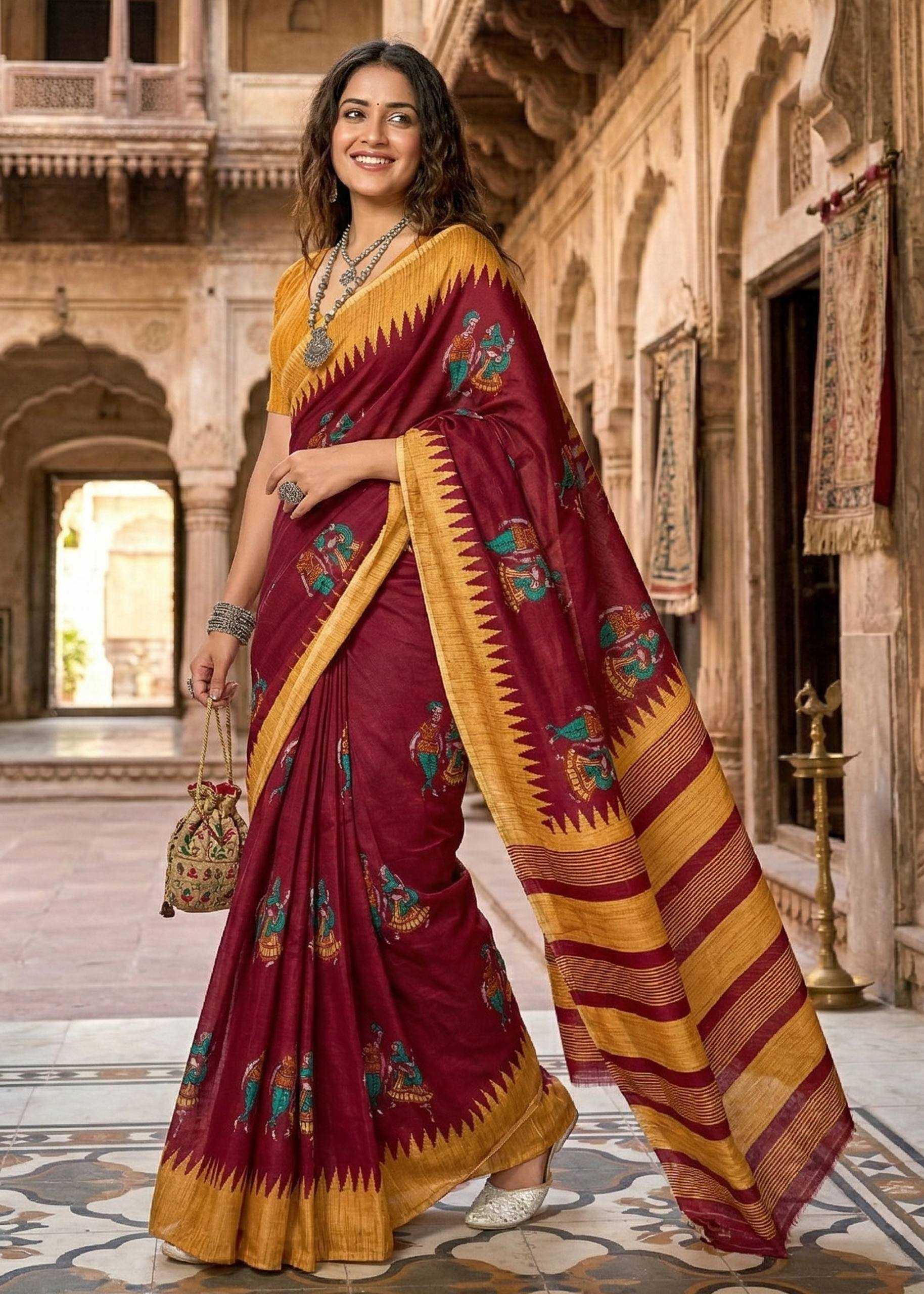 Ynf Soft Cotton RIN229 Kalmkari Sarees Wholesale Printed Sarees Kalamkari Sarees Mulmul Cotton Sarees Manufacturer- Kapda Export