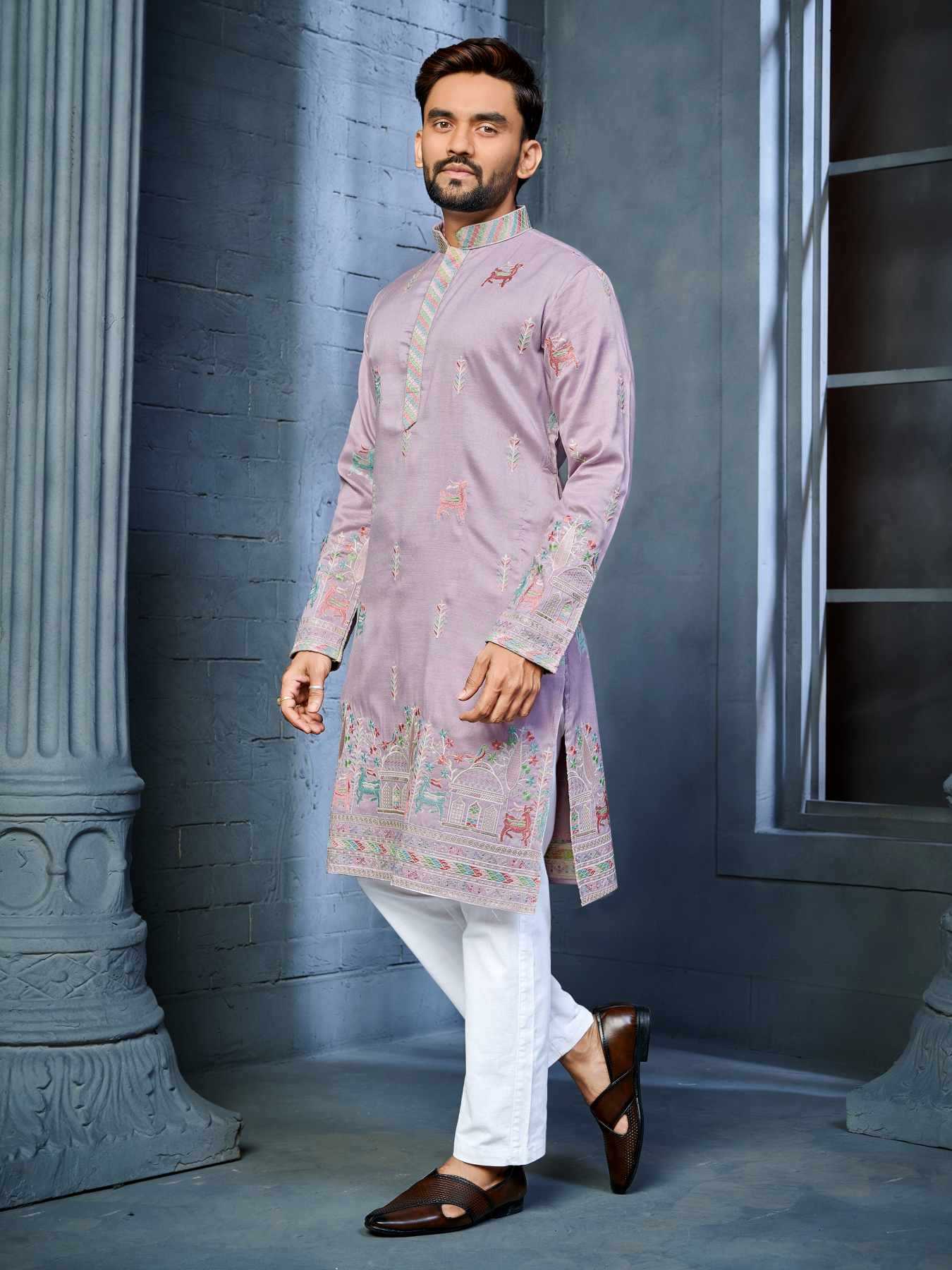 Ynf Soft Silk KESH747 RIVAYAT Mens Wear Wholesale Men Cotton Kurta Embroidered Kurta Pajama Designer Ethnic Set Manufacturer- Kapda Export