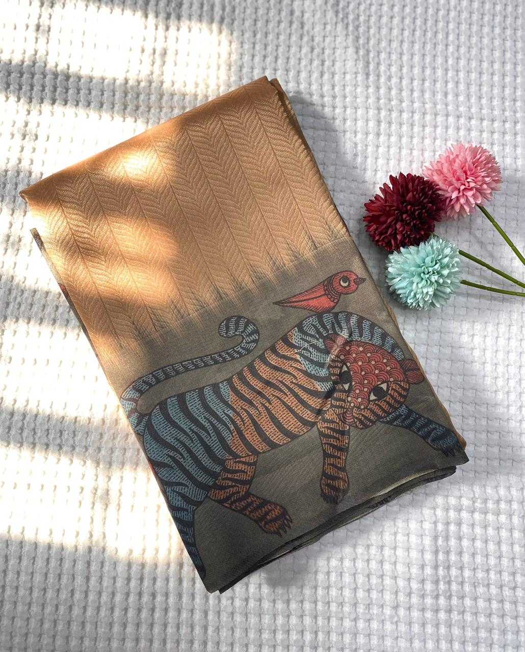 Ynf Tissue KESH249 Zarina Sarees Wholesale Designer Sarees Printed Sarees Jacquard Saree Manufacturer- Kapda Export