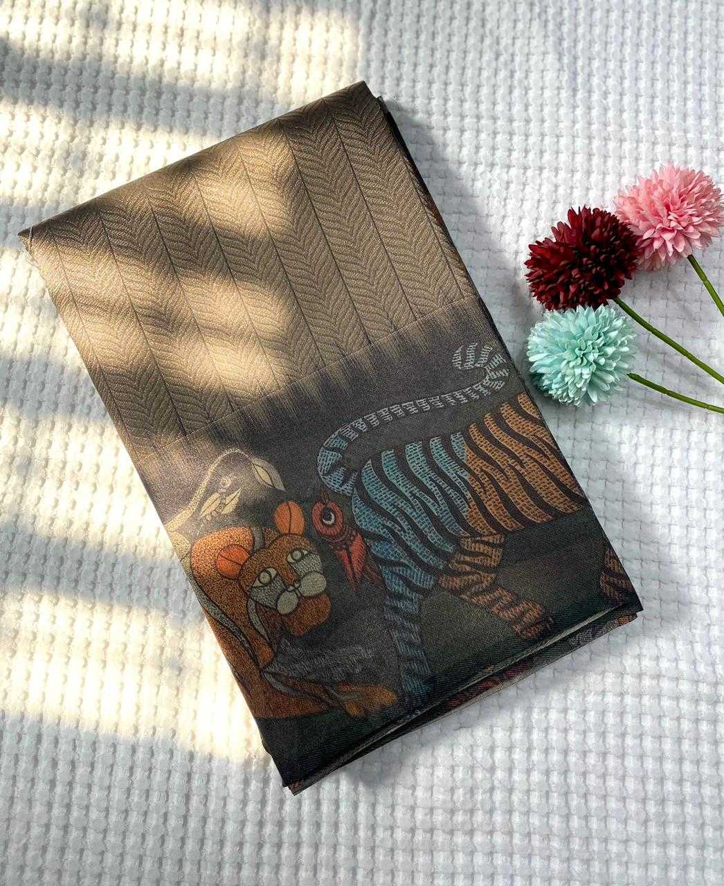 Ynf Tissue KESH249 Zarina Sarees Wholesale Designer Sarees Printed Sarees Jacquard Saree Manufacturer- Kapda Export