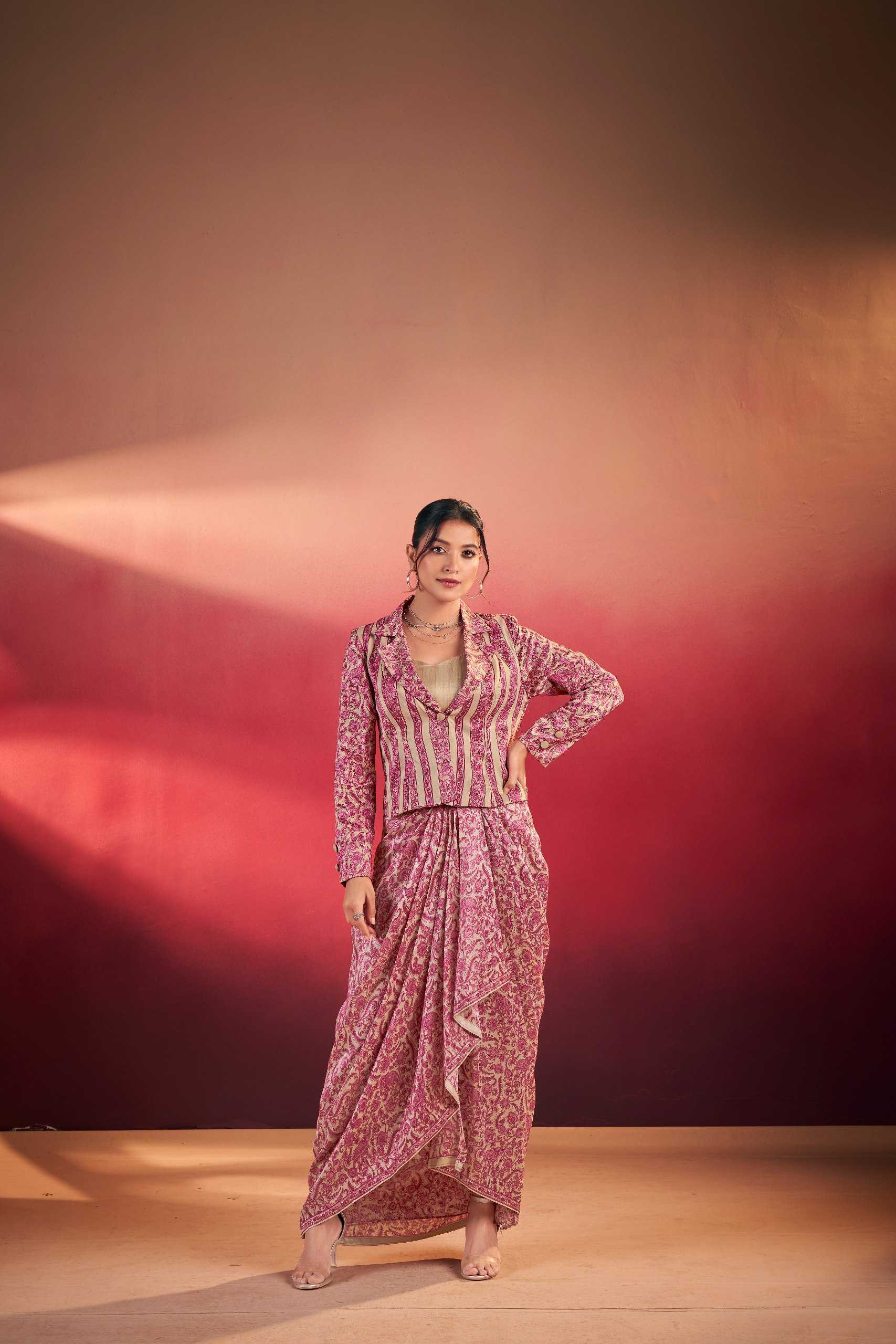 Ynf Tussar Silk KESH134 RUHVEE Western Wears Wholesale Co-ord Set Tops Bottom Wear Manufacturer- Kapda Export