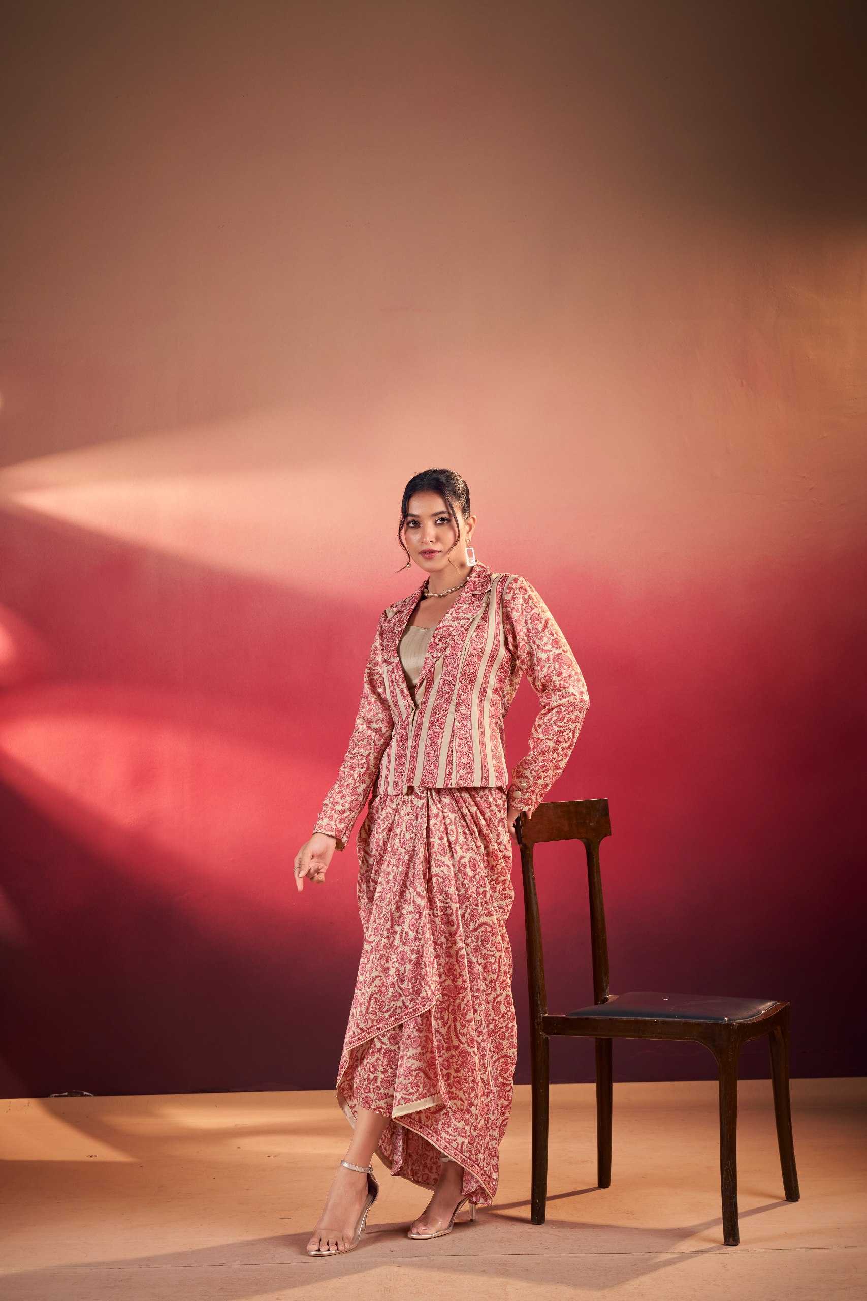 Ynf Tussar Silk KESH134 RUHVEE Western Wears Wholesale Co-ord Set Tops Bottom Wear Manufacturer- Kapda Export