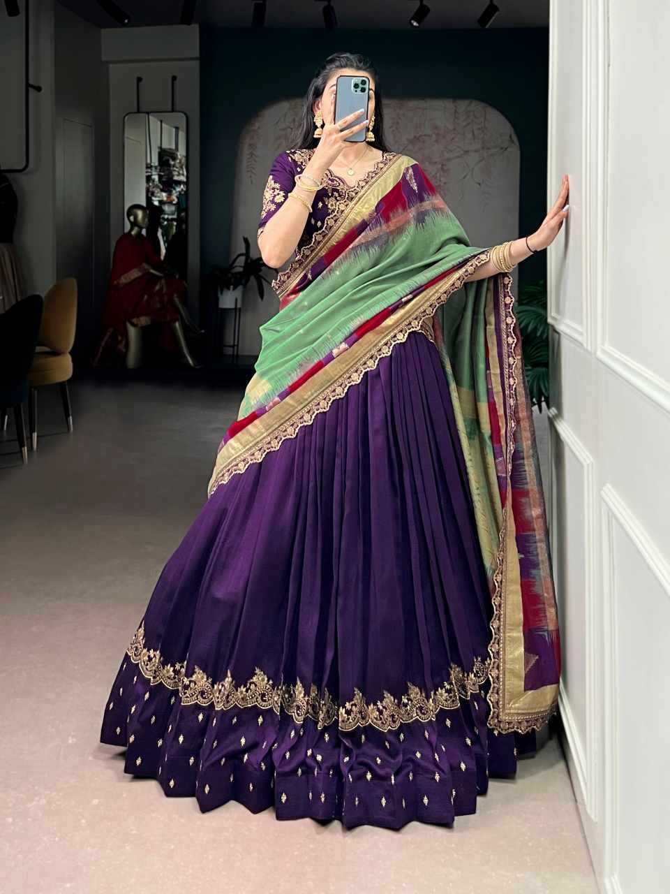 Ynf Vichitra Silk KESH134 AARNA Lehengas Wholesale Embroidered Lehenga Thread Work Lehenga Sequins Lehenga Manufacturer- Kapda Export