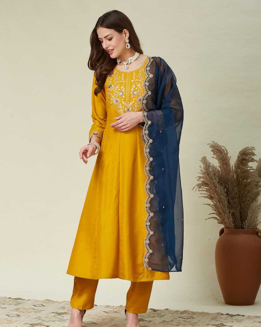 Ynf Vichitra Silk KESH529 JENSI Gowns Wholesale Embroidery Gowns Designer Gowns Sequin Gowns Manufacturer- Kapda Export