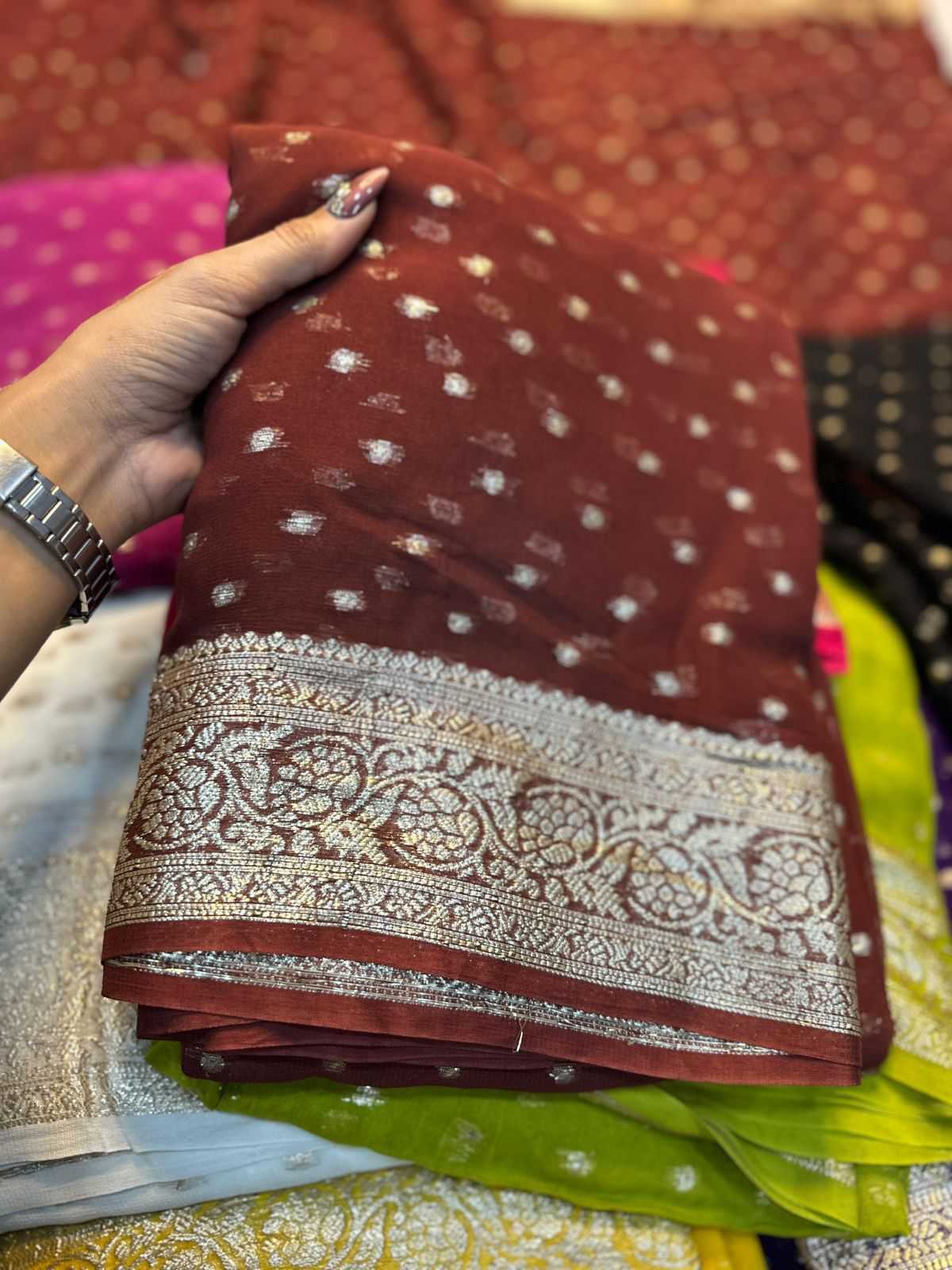 Ynf Viscose KESH671 Krupa Sarees Wholesale Designer Sarees Georgette Sarees Viscose Saree Manufacturer- Kapda Export