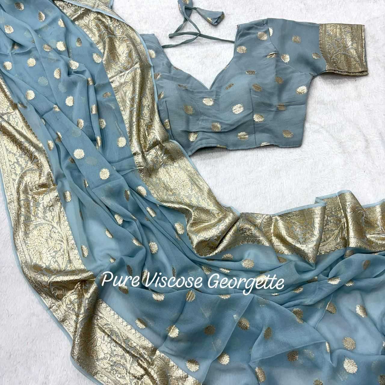 Ynf Viscose KESH671 Pooja Sarees Wholesale Designer Sarees Georgette Sarees Viscose Saree Manufacturer- Kapda Export