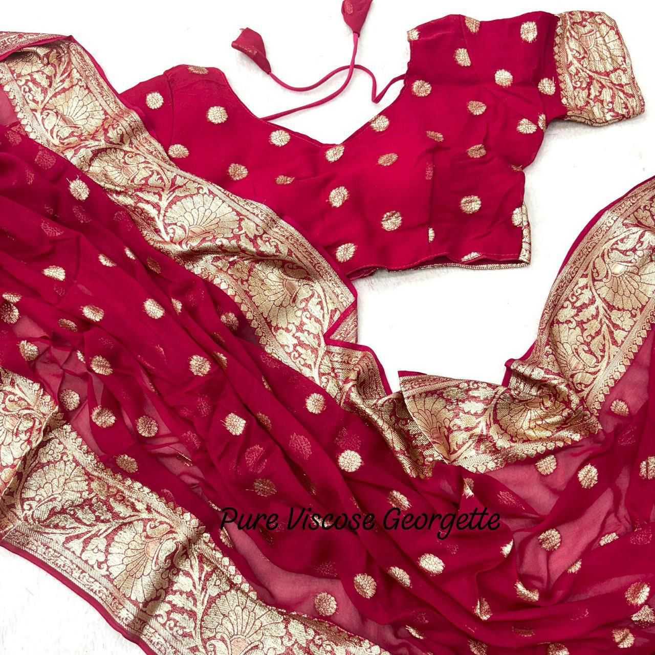 Ynf Viscose KESH671 Pooja Sarees Wholesale Designer Sarees Georgette Sarees Viscose Saree Manufacturer- Kapda Export