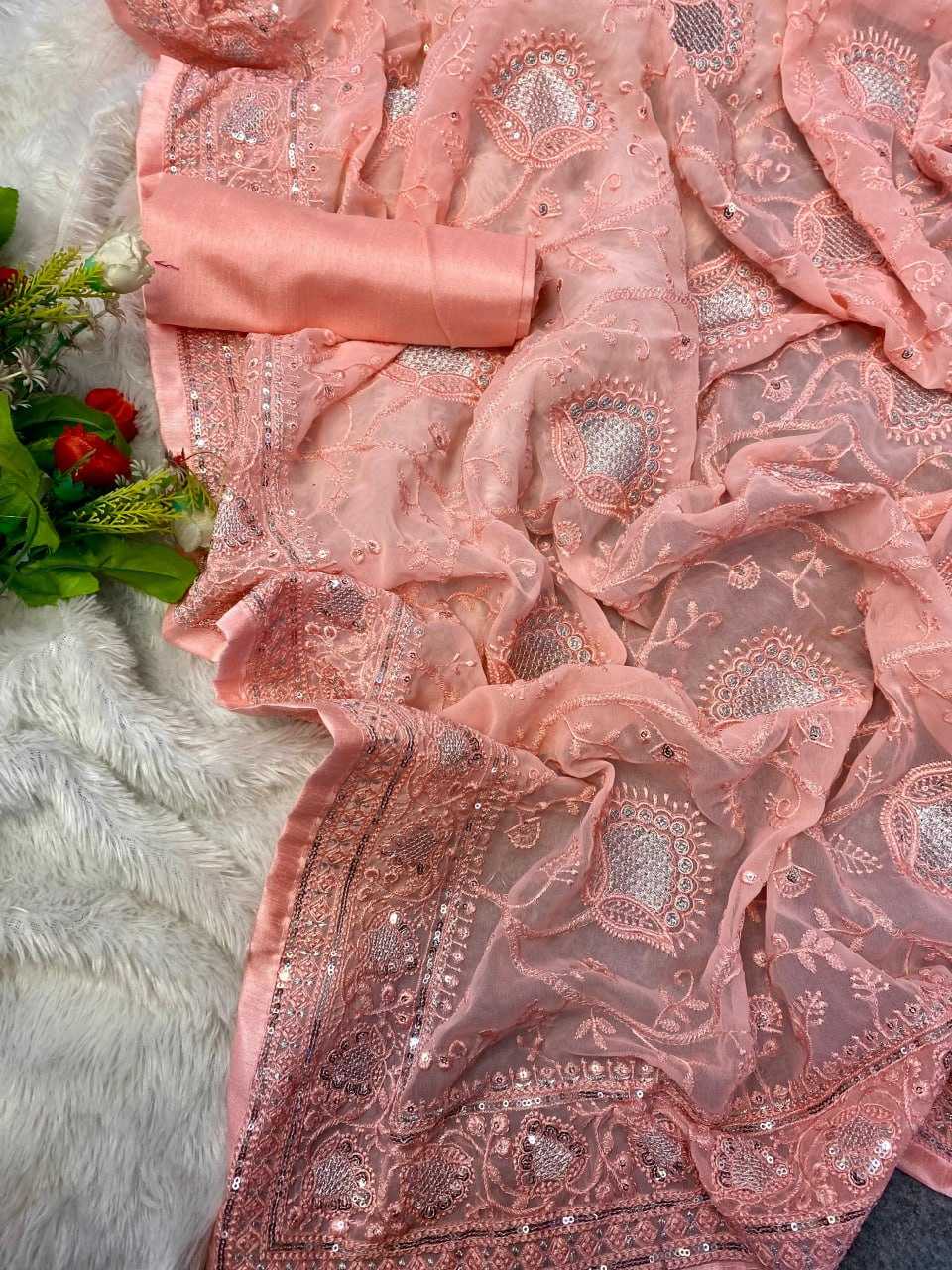 YNF FAUX GEORGETTE SAREES RRS  R81  WHOLESALE SAREE MANUFACTURER