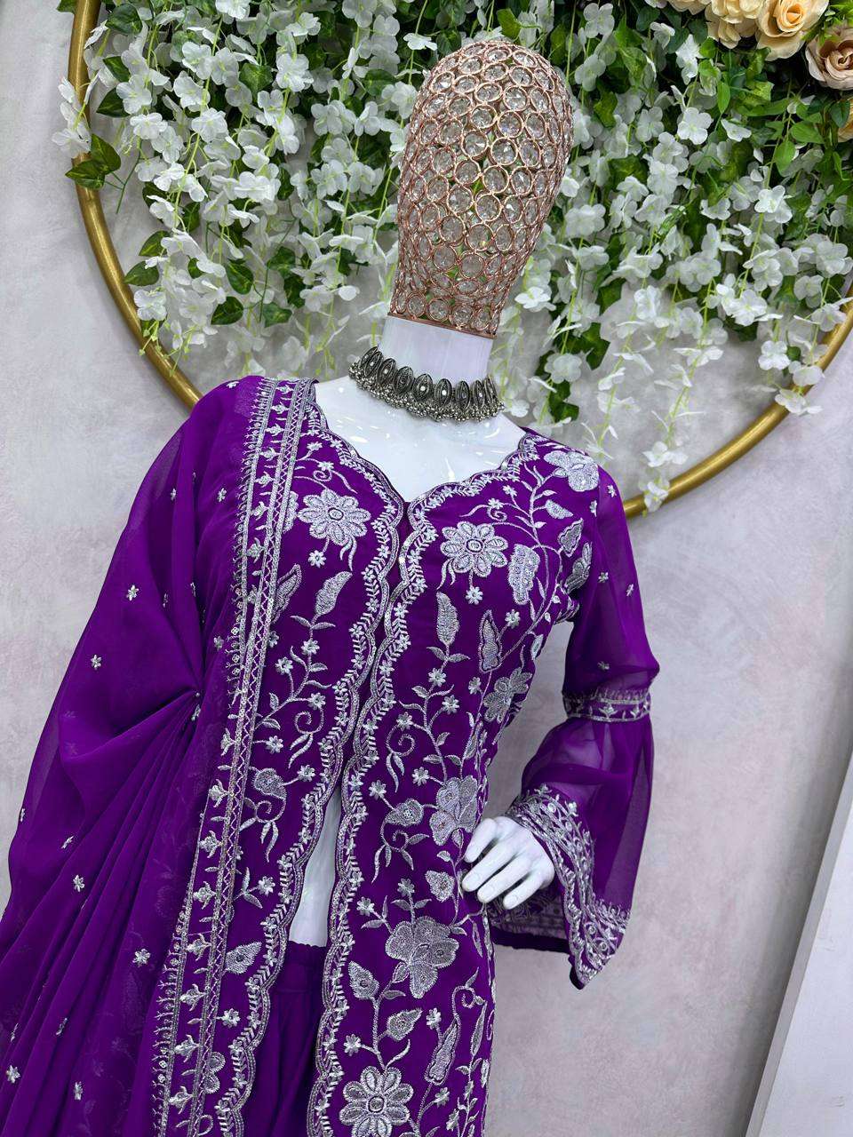 YNF ORGANAZA RIN169 5657 WHOLESALE SHARARA SUIT MANUFACTURER