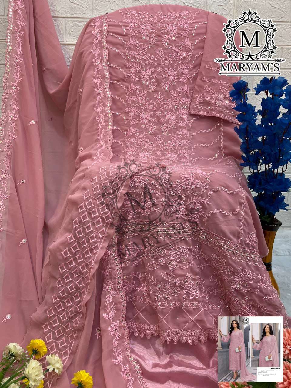 YNF FAUX GEORGETTE KAL 161 SUITS & DRESSES WHOLESALE UNSTITCHED SUITS EMANUFACTURER