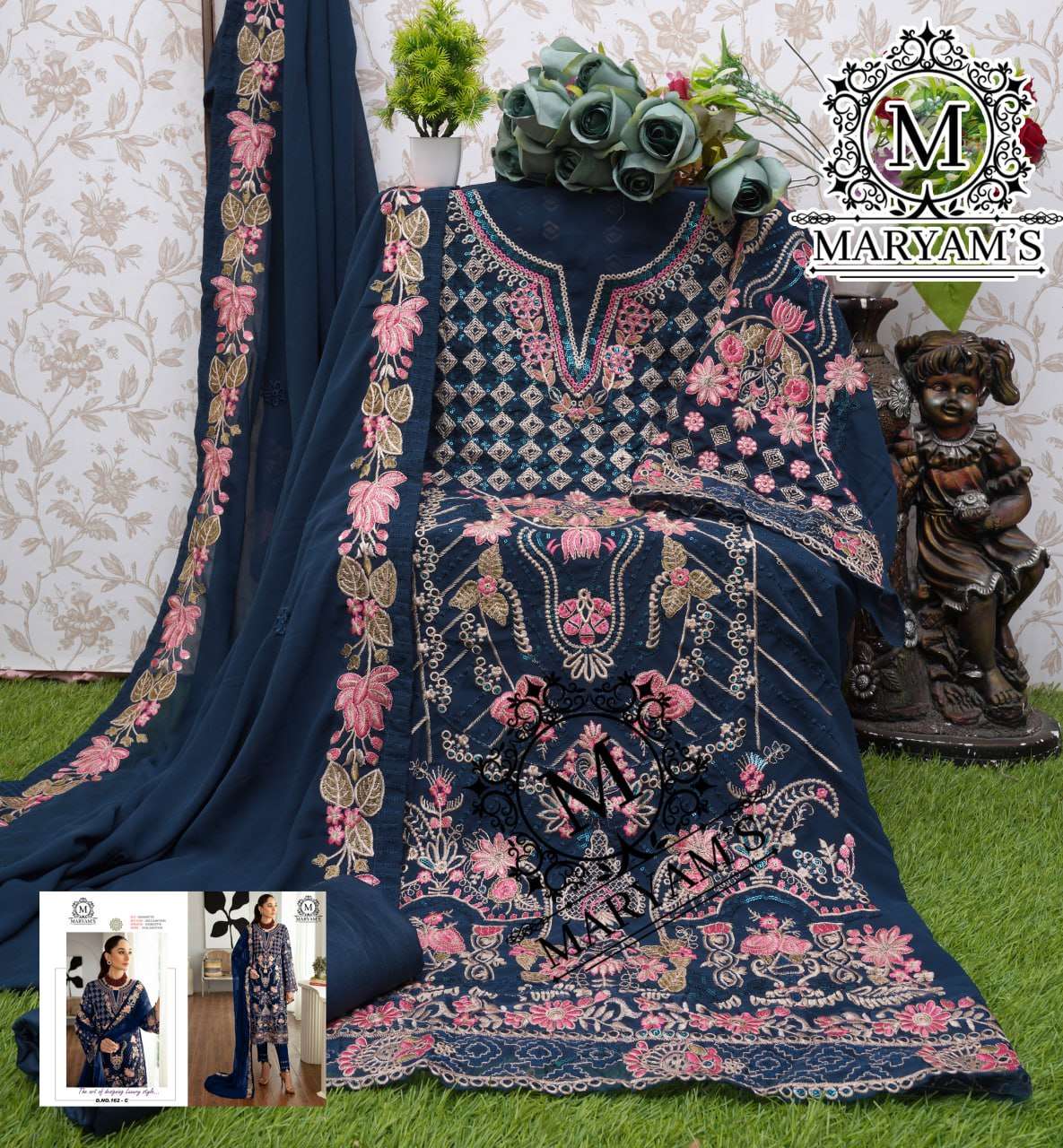 YNF FAUX GEORGETTE KAL 162 SUITS & DRESSES WHOLESALE UNSTITCHED SUITS EMANUFACTURER