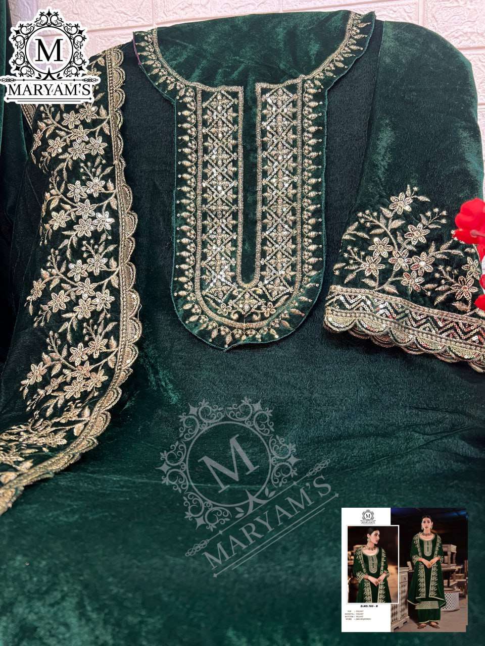 YNF VELVET KAL 160 SUITS & DRESSES WHOLESALE UNSTITCHED SUITS EMANUFACTURER