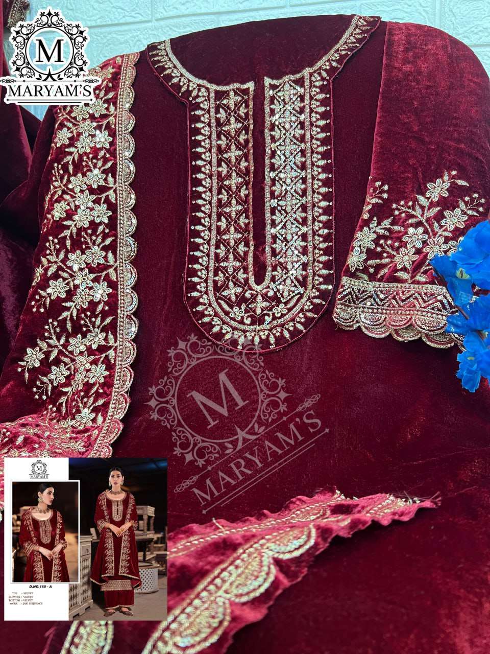 YNF VELVET KAL 160 SUITS & DRESSES WHOLESALE UNSTITCHED SUITS EMANUFACTURER