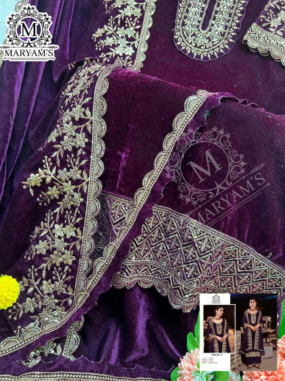 YNF VELVET KAL 160 SUITS & DRESSES WHOLESALE UNSTITCHED SUITS EMANUFACTURER